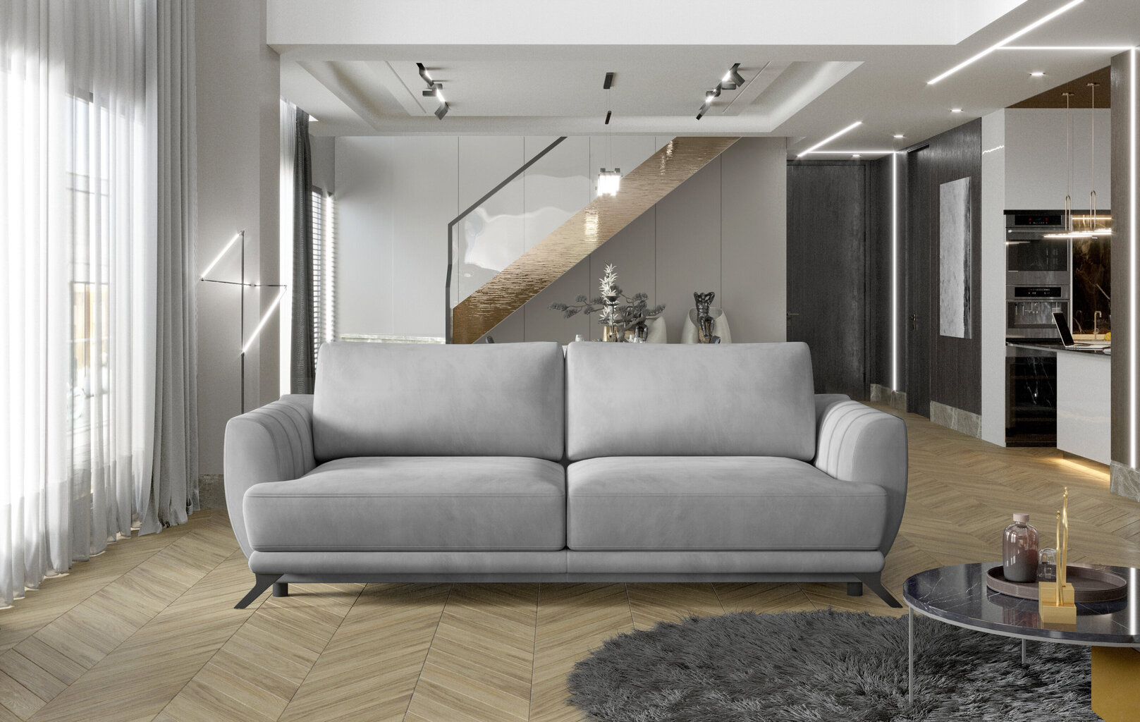 Sofa-lova NORE Megis 12, pilka kaina ir informacija | Sofos | pigu.lt