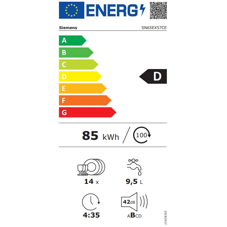 Siemens SN65EX57CE kaina ir informacija | Indaplovės | pigu.lt