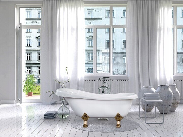 Akrilinė vonia Mexen Retro, white+gold, 170x75 cm kaina ir informacija | Vonios | pigu.lt