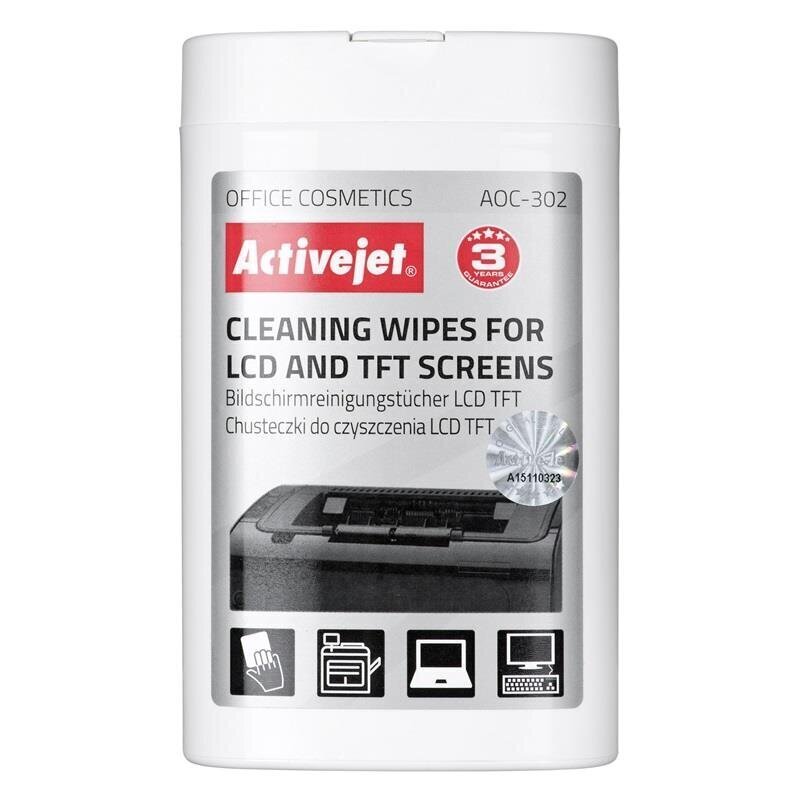 Activejet LCD/TFT valymo servetėlės AOC-302, 100 vnt kaina ir informacija | Valymo reikmenys ir priedai | pigu.lt
