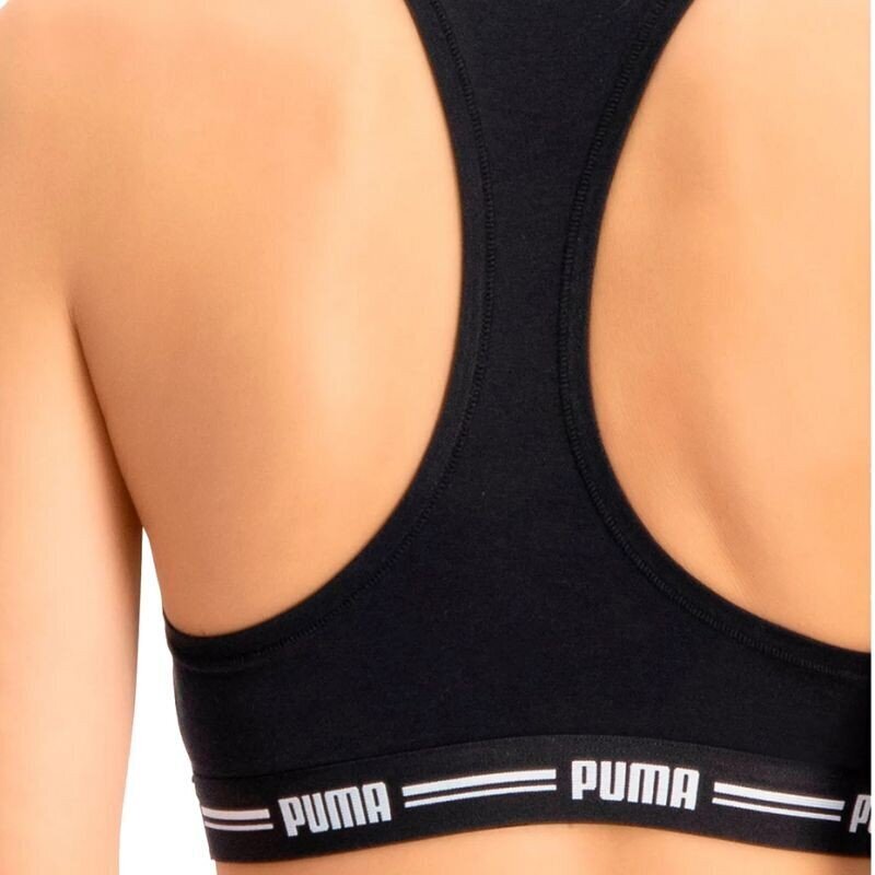 Sportinė liemenėlė moterims Puma Racer Back Top 1P Hang Sports Bra W 907862 04, juoda kaina ir informacija | Sportinė apranga moterims | pigu.lt