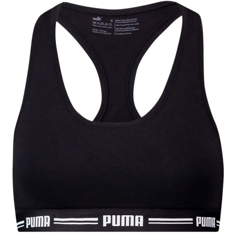 Sportinė liemenėlė moterims Puma Racer Back Top 1P Hang Sports Bra W 907862 04, juoda цена и информация | Sportinė apranga moterims | pigu.lt