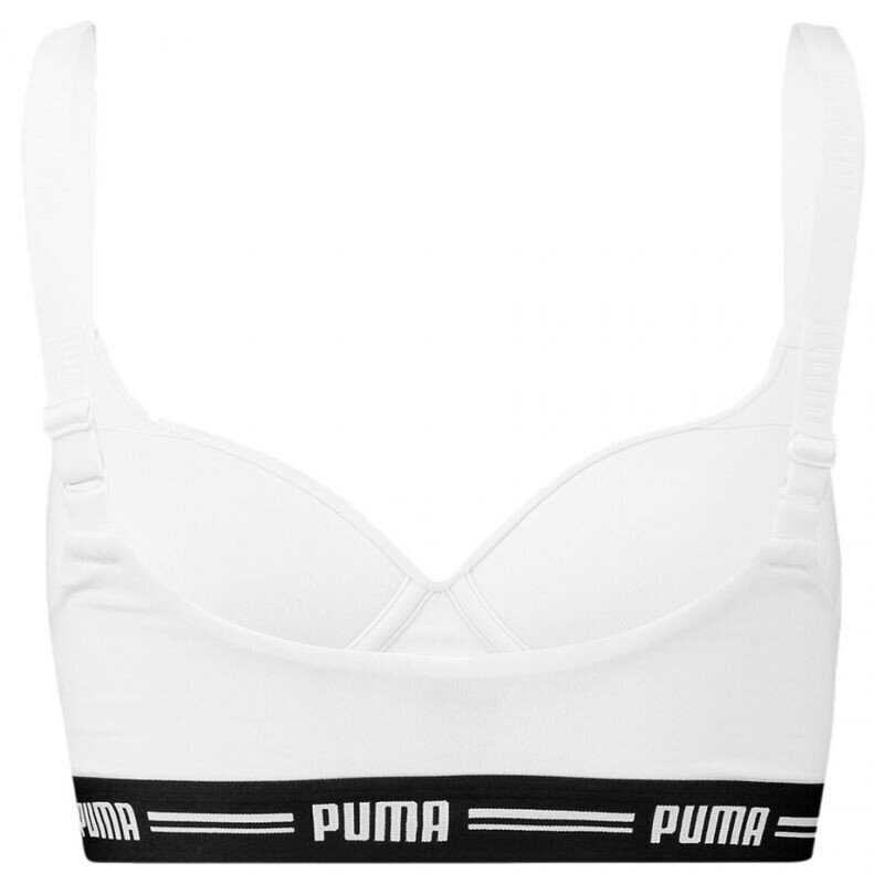 Sportinė liemenėlė moterims Puma Padded Top 1P Hang Sports Bra W 907863 05, balta kaina ir informacija | Sportinė apranga moterims | pigu.lt