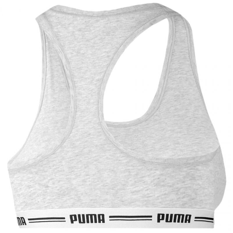 Sportinė liemenėlė moterims Puma Racer Back Top 1P Hang Sports Bra W 907862 03, pilka цена и информация | Sportinė apranga moterims | pigu.lt