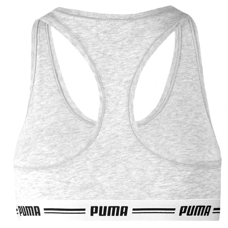 Sportinė liemenėlė moterims Puma Racer Back Top 1P Hang Sports Bra W 907862 03, pilka цена и информация | Sportinė apranga moterims | pigu.lt