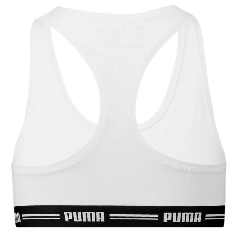Sportinė liemenėlė moterims Puma Racer Back Top 1P Hang Sports Bra W 907862 05, balta kaina ir informacija | Sportinė apranga moterims | pigu.lt