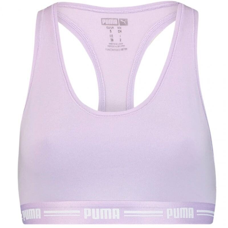 Sportinė liemenėlė moterims Puma Racer Back Top 1P Hang Sports Bra W 907862 07, violetinė цена и информация | Sportinė apranga moterims | pigu.lt