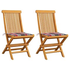 Sodo kėdės su languotomis pagalvėmis, 2 vnt, rudos kaina ir informacija | Lauko kėdės, foteliai, pufai | pigu.lt
