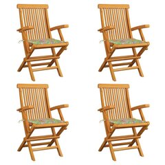 Sodo kėdės su lapų raštų pagalvėmis, 4 vnt, rudos kaina ir informacija | Lauko kėdės, foteliai, pufai | pigu.lt