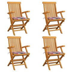 Sodo kėdės su languotomis pagalvėmis, 4 vnt, rudos kaina ir informacija | Lauko kėdės, foteliai, pufai | pigu.lt