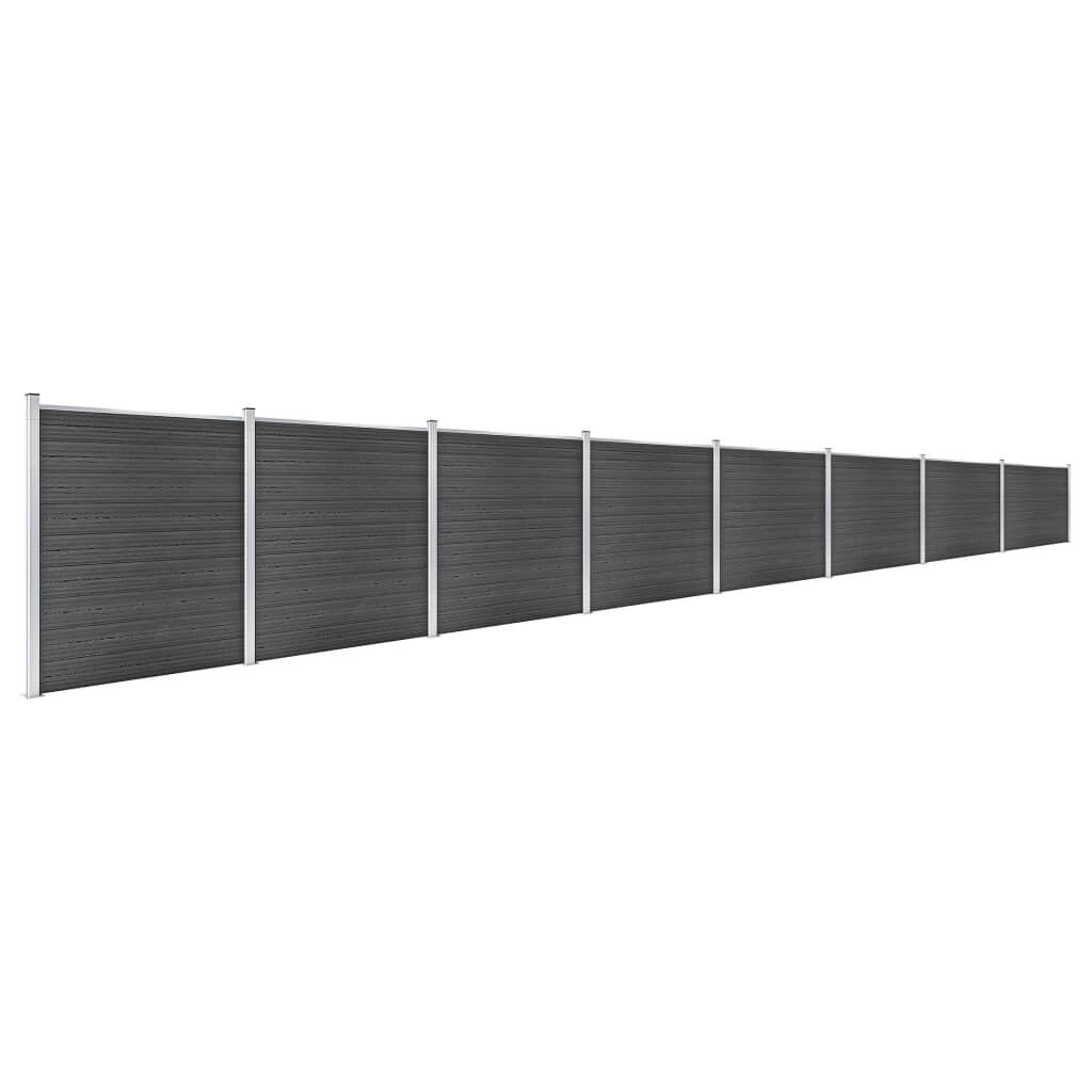 Tvoros segmentų rinkinys, juodas, 1391x186cm, WPC kaina ir informacija | Tvoros ir jų priedai | pigu.lt
