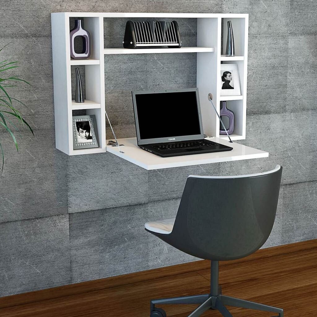 Montuojamas sulankstomas stalas Homemania Omega, 90x19,5x60 cm, baltas kaina ir informacija | Kompiuteriniai, rašomieji stalai | pigu.lt