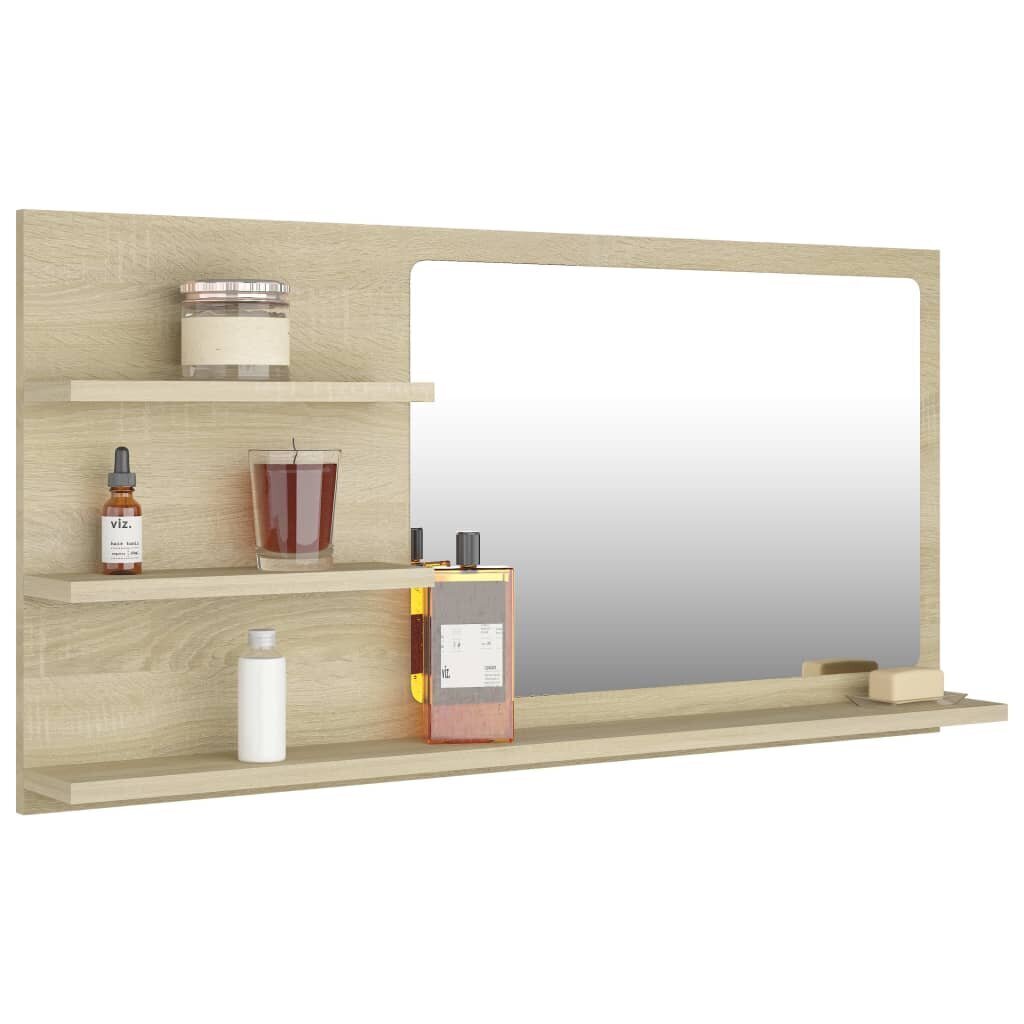 Vonios kambario veidrodis, 90x10,5x45 cm, rudas kaina ir informacija | Vonios spintelės | pigu.lt