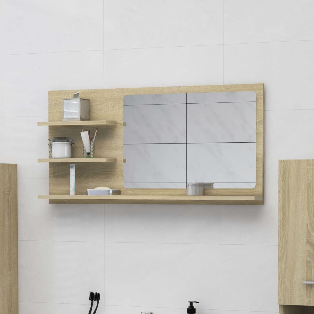 Vonios kambario veidrodis, 90x10,5x45 cm, rudas kaina ir informacija | Vonios spintelės | pigu.lt