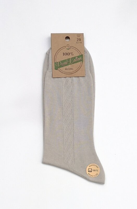 Grynos medvilnės kojinės vyrams, smėlio spalvos kaina ir informacija | Vyriškos kojinės | pigu.lt