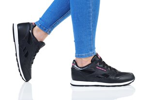 Kedai mergaitėms Reebok CL Leather Girl Squad, juodi kaina ir informacija | Sportiniai batai vaikams | pigu.lt