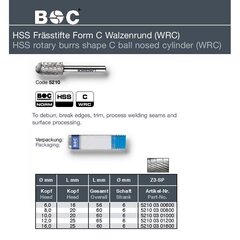 HSS борфреза цилиндрической C формы Bohrcraft (Ø 10 мм) цена и информация | Фрезы | pigu.lt