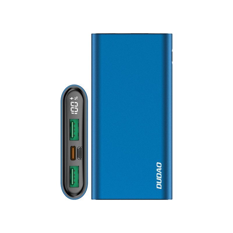 Išorinė baterija Dudao 10000 mAh 20W, 3.0 2xUSB / USB Type C, mėlynas (K14H blue) kaina ir informacija | Atsarginiai maitinimo šaltiniai (power bank) | pigu.lt