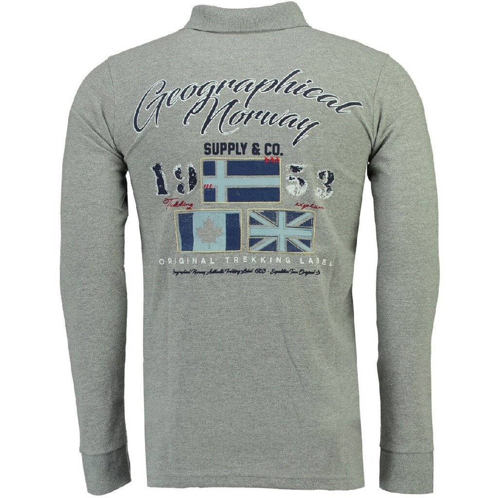 Polo marškinėliai vyrams Geographical Norway, Konstantine, pilki kaina ir informacija | Vyriški marškinėliai | pigu.lt