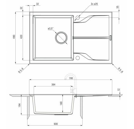 Deante granitinė virtuvinė plautuvė Deante Andante Flush ZQN N11F, Nero цена и информация | Virtuvinės plautuvės | pigu.lt