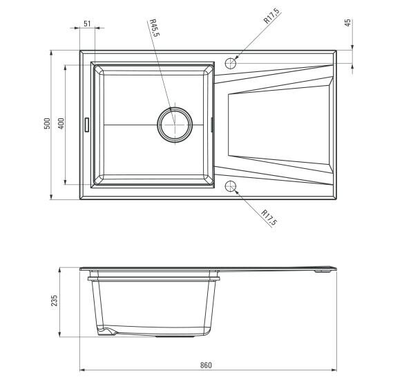 Deante granitinė virtuvinė plautuvė Deante Prime Bicolor ZSR T11G, Anthracite/Metallic graphite kaina ir informacija | Virtuvinės plautuvės | pigu.lt