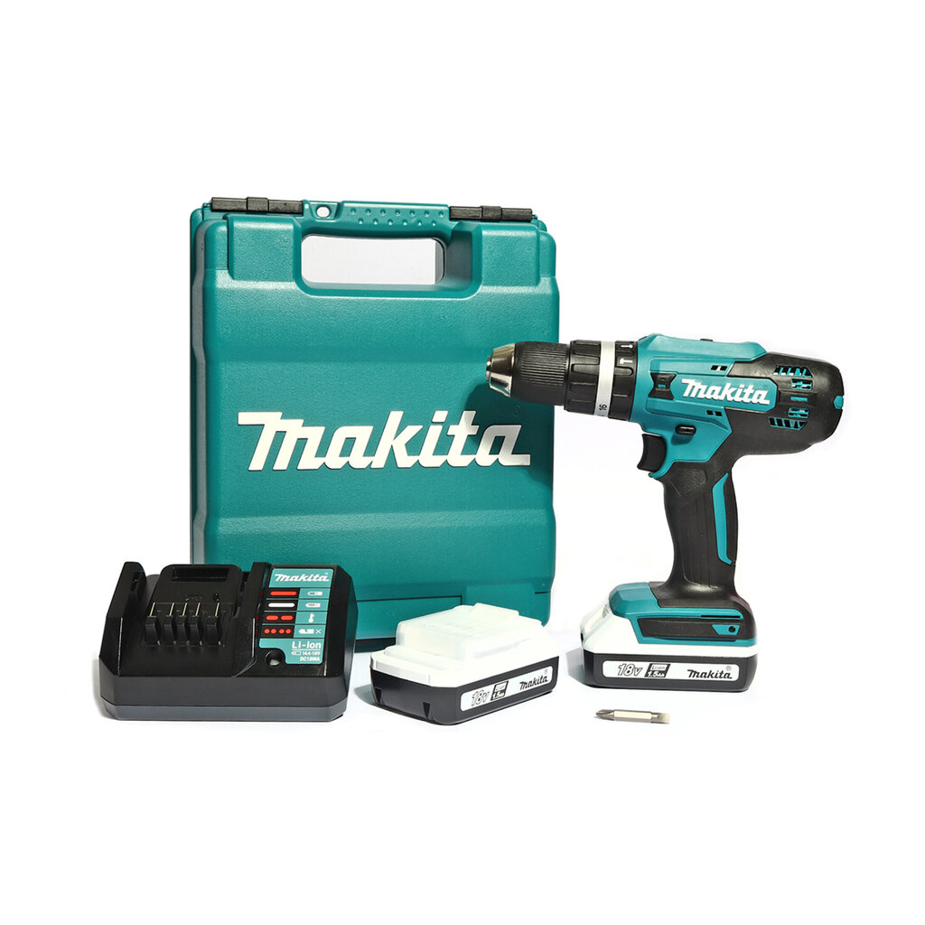 Makita HP 488 DWE akumuliatorinis smūginis gręžtuvas 18 V 42 Nm G serija + 2x 1.5 Ah baterijos + įkroviklis + dėklas цена и информация | Suktuvai, gręžtuvai | pigu.lt