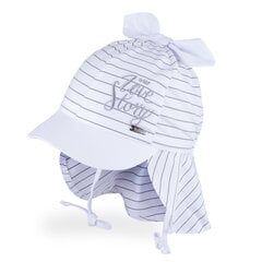 TuTu одинарная шапка со шнурками, защитой шеи и козырьком для девочек, белая цена и информация | Шапки, перчатки, шарфики для новорожденных | pigu.lt