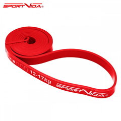 Резина высокого сопротивления для фитнеса и TRX SportVida, 2080х0.45х20 мм (12-17 кг), красная цена и информация | Фитнес-резинки, гимнастические кольца | pigu.lt