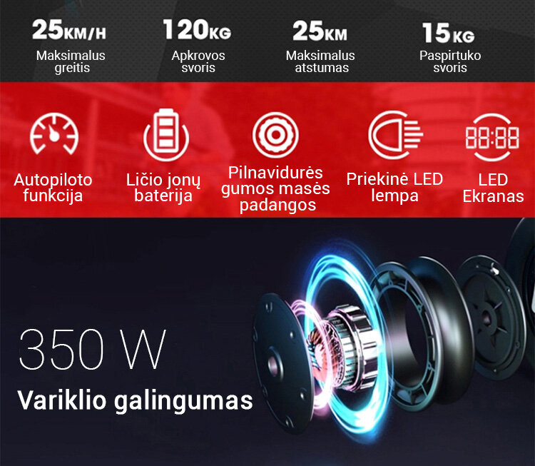 Elektrinis paspirtukas MaxWheel H7 350W цена и информация | Elektriniai paspirtukai | pigu.lt