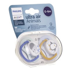 Силиконовая пустышка Philips Avent Ultra Air, 0-6 мес., SCF080/05, 2 шт. цена и информация | Пустышки | pigu.lt