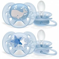 Силиконовая пустышка Philips Avent Ultra Soft, 6-18 мес., 2 шт. цена и информация | Пустышки | pigu.lt