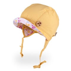 Vienguba kepurė su raišteliais ir snapeliu mergaitėms TuTu, geltona kaina ir informacija | Kepurės, pirštinės, kaklaskarės kūdikiams | pigu.lt