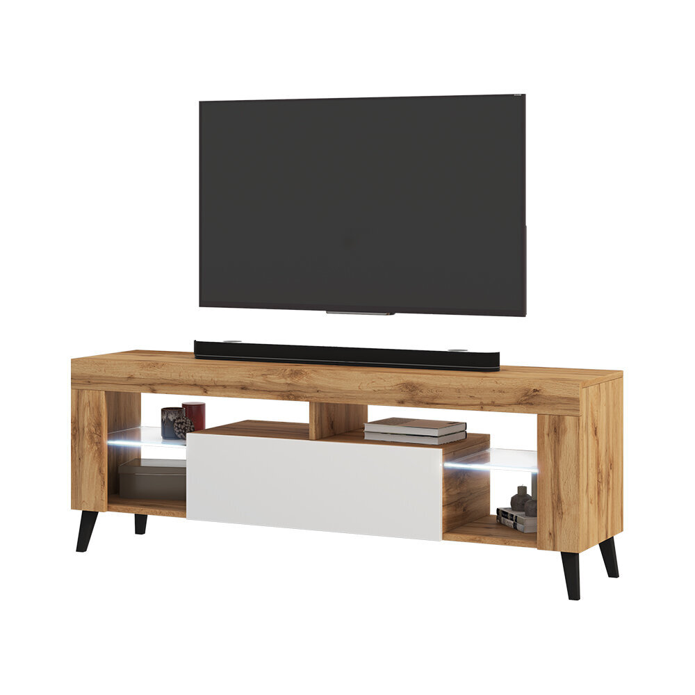 TV staliukas Selsey HugoB LED, rudas/baltas kaina ir informacija | TV staliukai | pigu.lt