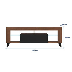 ТВ столик Selsey HugoB LED, темно-коричневый цена и информация | Тумбы под телевизор | pigu.lt