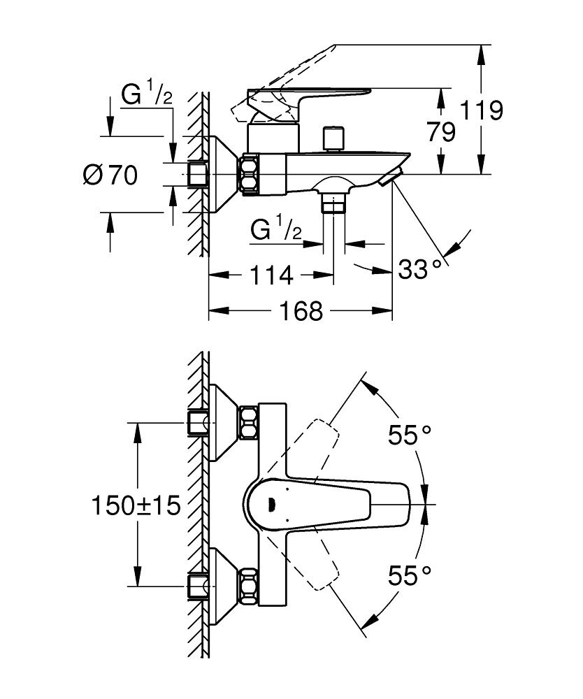 GROHE BauEdge, Vonios maišytuvas chromas 23604001 цена и информация | Vandens maišytuvai | pigu.lt