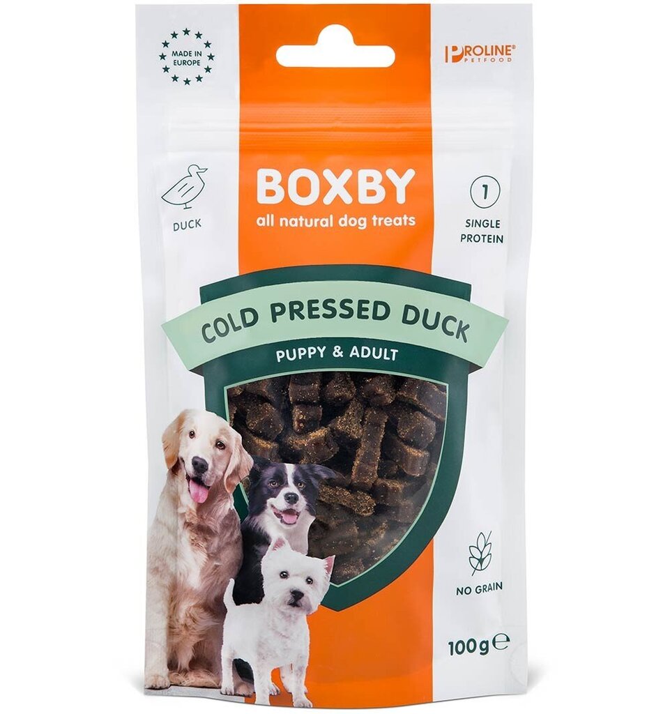 Boxby Cold Pressed Duck kauliukai, 100 g kaina ir informacija | Skanėstai šunims | pigu.lt