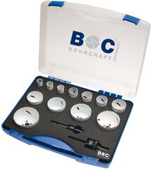 Gręžimo karūnėlių Bi-metal rinkinys Bohrcraft su adapteriais HSS-E (Co8), 14 vnt. kaina ir informacija | Mechaniniai įrankiai | pigu.lt