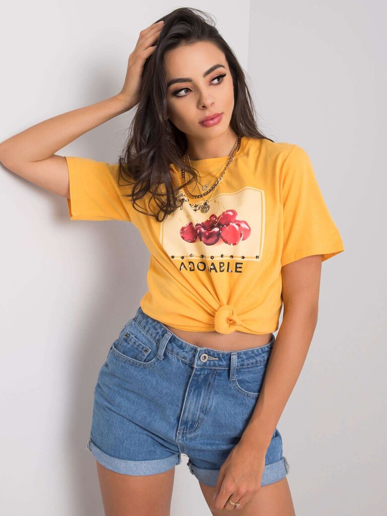 Marškinėliai moterims Ramira, geltoni kaina ir informacija | Marškinėliai moterims | pigu.lt