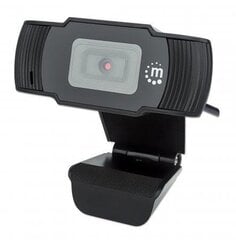 Manhattan USB Webcam, Two Megapixels, 1080p Full HD, USB-A, Integrated Microphone, Adjustable Clip Base, 30 frame per second, kaina ir informacija | Kompiuterio (WEB) kameros | pigu.lt