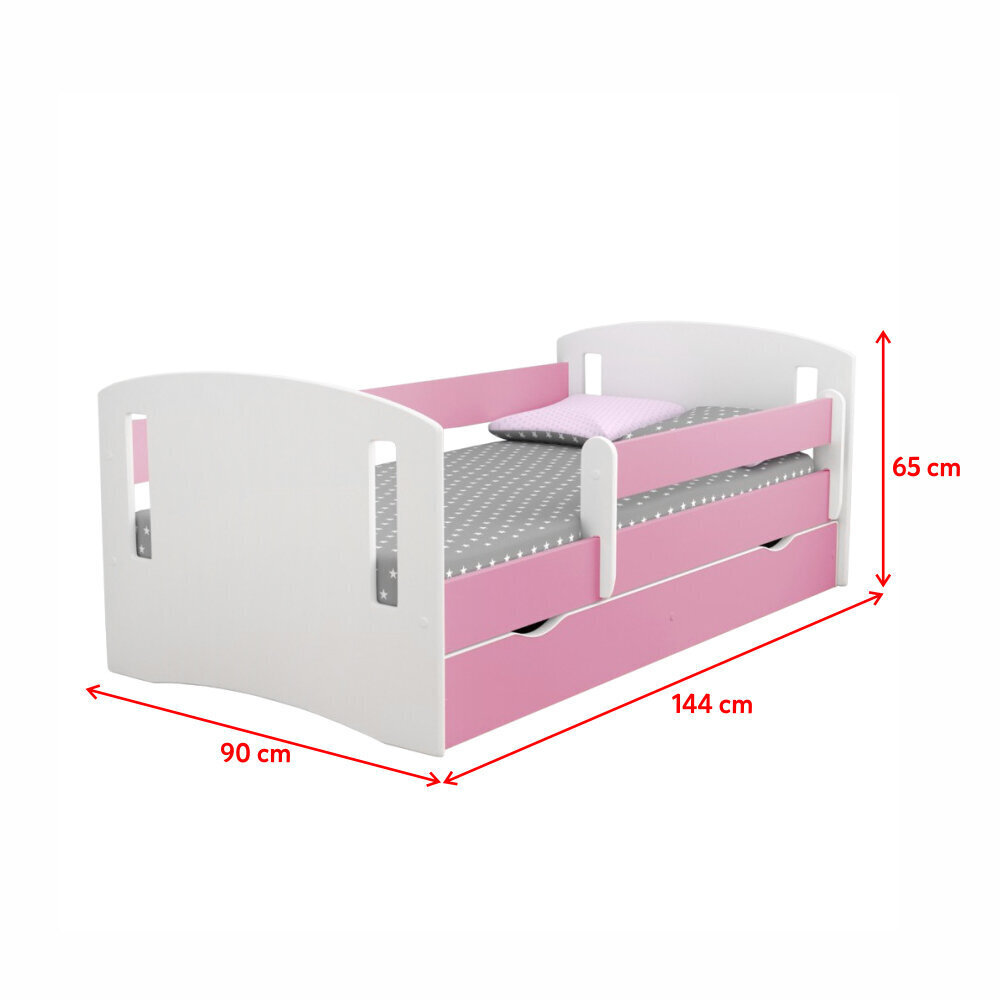 Vaikiška lova su čiužiniu Selsey Mirret, 80x140 cm, rožinė kaina ir informacija | Vaikiškos lovos | pigu.lt