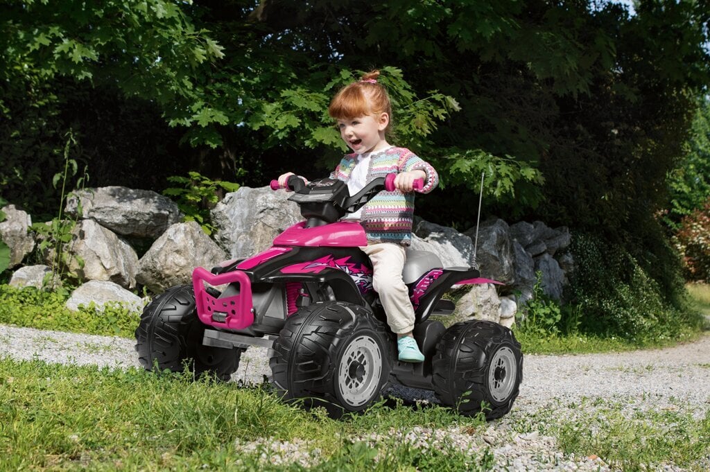 Vaikiškas vienvietis elektrinis keturratis Peg Perego Corral T-Rex 330W Pink 12V, rožinis kaina ir informacija | Elektromobiliai vaikams | pigu.lt