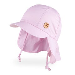 Medvilninė vienguba kepurė su snapeliu, raišteliais ir kaklo apsauga mergaitėms TuTu, rožinė kaina ir informacija | Kepurės, pirštinės, šalikai mergaitėms | pigu.lt