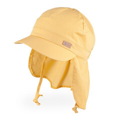 Medvilninė vienguba kepurė su snapeliu, raišteliais, kaklo apsauga mergaitėms TuTu, geltona kaina ir informacija | Kepurės, pirštinės, šalikai mergaitėms | pigu.lt
