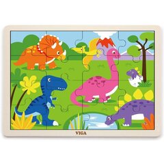 Medinė dėlionė - Dinozaurai 16 dalių kaina ir informacija | Dėlionės (puzzle) | pigu.lt