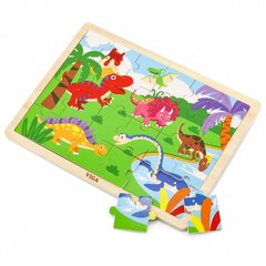 Деревянная головоломка динозавры Viga, 24 деталей цена и информация | Развивающие игрушки | pigu.lt