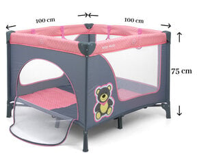 Kelioninė lovytė-maniežas Milly Mally Fun Pink Bear kaina ir informacija | Maniežai vaikams | pigu.lt
