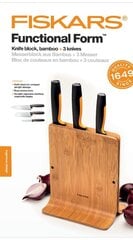 Бамбуковый держатель Fiskars Functional Form для ножей, 4 части цена и информация | Ножи и аксессуары для них | pigu.lt