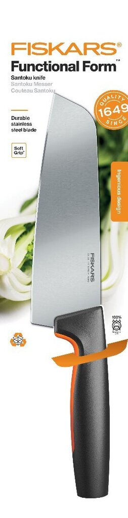 Fiskars peilis Functional Form Santoku, 16 cm цена и информация | Peiliai ir jų priedai | pigu.lt