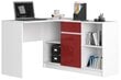 Rašomasis stalas su komoda NORE B17, baltas/raudonas kaina ir informacija | Kompiuteriniai, rašomieji stalai | pigu.lt