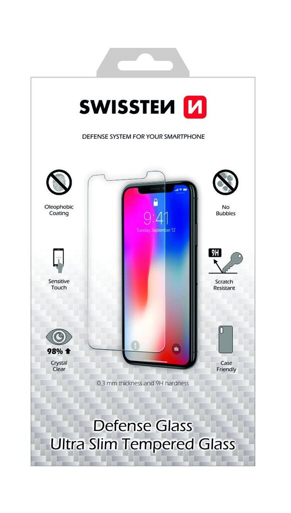 Swissten Ultra Slim Premium 9H цена и информация | Apsauginės plėvelės telefonams | pigu.lt